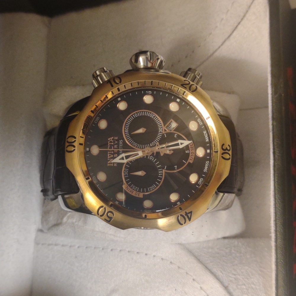 Invicta Reserve Men's Stainless 0360 Black and Gold Oversized Chronograph Watch